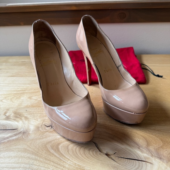 CHRISTIAN LOUBOUTIN BIANCA 120 PATENT LEATHER PUMP NUDE ICONIC HIGH HEEL 35.5 5 - Picture 7 of 13